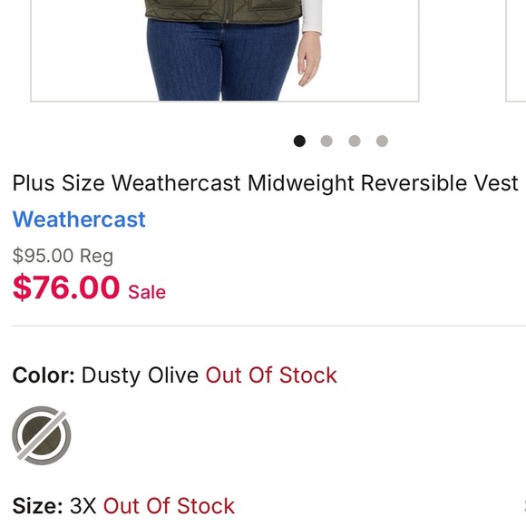 Plus Size Women’s Dusty Olive Weathercast Midweight Reverible Vest - Picture 7 of 7